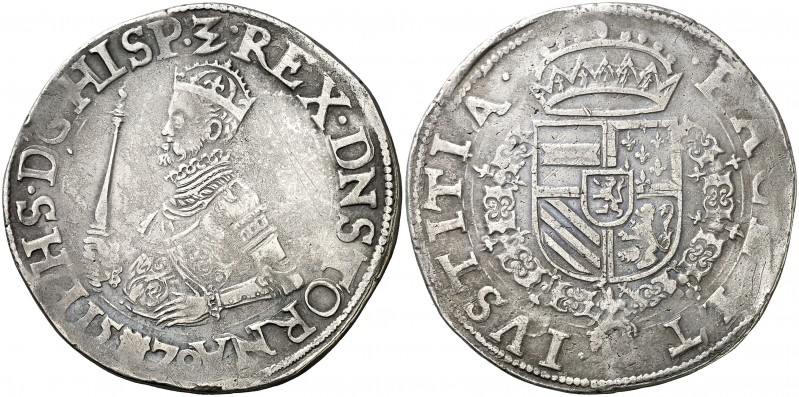 1579. Felipe II. Tournai. 1 escudo de los Estados. (Vti. 1347) (Vanhoudt 374.TO)...