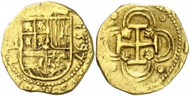 1597. Felipe II. Sevilla. B. 2 escudos. (AC. 856). 6,73 g. Fecha perfecta. Rara. MBC+.