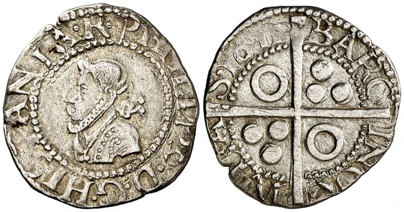 1611. Felipe III. Barcelona. 1/2 croat. (AC. 369). 1,5 g. La cruz del reverso co...