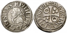 1611. Felipe III. Barcelona. 1/2 croat. (AC. 374). 1,49 g. MBC+.