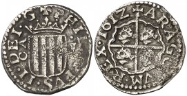 1612. Felipe III. Zaragoza. 1 real. (AC. 577). 3,19 g. Ex Áureo & Calicó 19/10/2016, nº 1244. Rara. MBC.