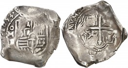 1653. Felipe IV. México. (P). 8 reales. (AC. 1356). 27,21 g. Rara. MBC-.