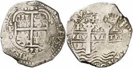 1653. Felipe IV. Potosí. E. 8 reales. (AC. 1503). 27,31 g. PH sobre las columnas. Doble fecha, una parcial, y doble ensayador. Ex Áureo 01/03/1995, nº...