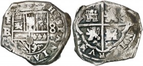 (1660-1662). Felipe IV. Segovia. . 8 reales. (AC. tipo 344). 24,68 g. Rayitas. Muy rara. MBC-.