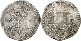 1636. Felipe IV. Brujas. 1 patagón. (Vti. 1064) (Vanhoudt 645 BG). 27,57 g. MBC/MBC+.