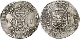 1651. Felipe IV. Tournai. 1 patagón. (Vti. 1134) (Vanhoudt 645.TO). 28,01 g. Buen ejemplar. Ex Colección Rocaberti, 19/05/1992, nº 646. Ex Colección B...
