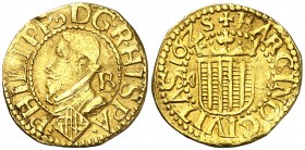 1625. Felipe IV. Barcelona. 1/3 de trentí. (AC. 1712) (Cru.C.G. 4410a). 2,34 g. El 2 de la fecha es un punzón de la letra Z. Muy escasa. MBC/MBC+.