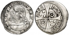 1698. Carlos II. Barcelona. 1 croat. (AC. 212). 1,99 g. Escasa. MBC/MBC+.
