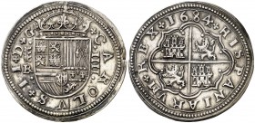 1684. Carlos II. Segovia. BR. 4 reales. (AC. 562). 12,81 g. Leves marquitas pero extraordinario ejemplar. Rara y más así. EBC.