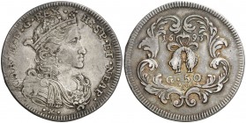 1693. Carlos II. Nápoles. AG/A. 1/2 ducado. (Vti. 188) (Cru.C.G. 4959, mismo ejemplar) (MIR. 297). 10,85 g. Ex Colección Crusafont 27/10/2011, nº 1544...