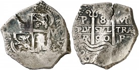 1690. Carlos II. Potosí. VR. 8 reales. (AC. 733). 26,26 g. Doble fecha. MBC-.