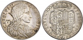 1689. Carlos II. Nápoles. AG/A. 1 ducado. (Vti. 193) (MIR. 293/1). 25,40 g. Bella. Parte de brillo original. Ex Áureo 20/12/2000, nº 1553. Rara y más ...