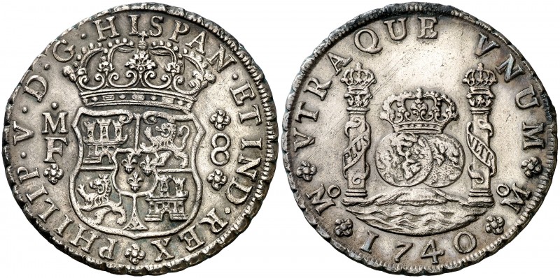 1740. Felipe V. México. MF. 8 reales. (AC. 1456). 26,87 g. Columnario. Mínimas r...