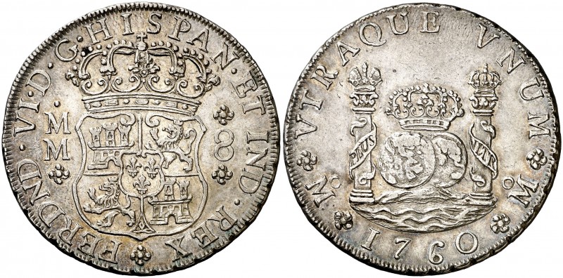 1760. Fernando VI. México. MM. 8 reales. (AC. 497). 27 g. Columnario. Preciosa p...