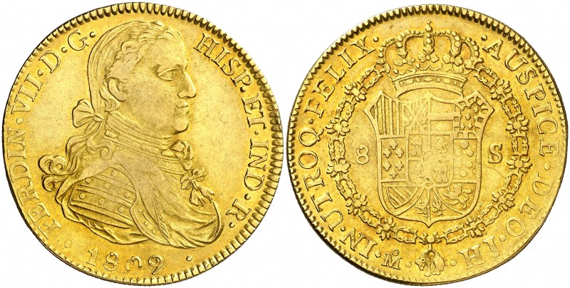 1809. Fernando VII. México. HJ. 8 escudos. (AC. 1782) (Cal.Onza 1253). 26,95 g. ...