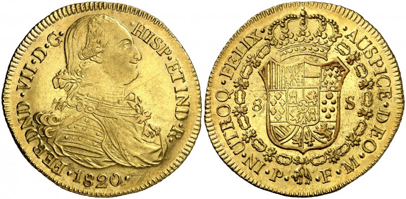 1820. Fernando VII. Popayán. FM. 8 escudos. (AC. 1825) (Cal.Onza 1302) (Restrepo...