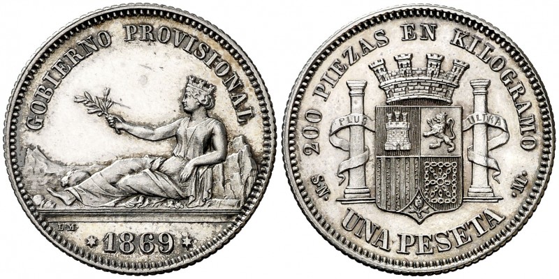 1869. Gobierno Provisional. SNM. 1 peseta. (AC. 16). 5 g. GOBIERNO PROVISIONAL. ...