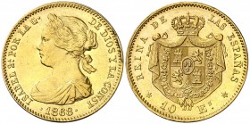 1868*1873. I República. Madrid. 10 escudos. (AC. 41). 8,36 g. Acuñada a nombre de Isabel II. EBC-/EBC.