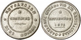 1873. Revolución Cantonal. Cartagena. 10 reales. (AC. 4). 13,51 g. Mínimas rayitas. Bella. Rara. EBC.