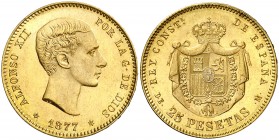 1877*1877. Alfonso XII. DEM. 25 pesetas. (AC. 68). 8,05 g. EBC.