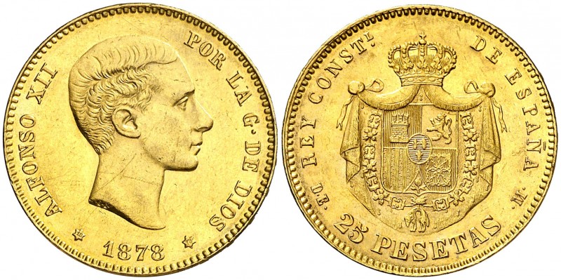 1878*1878. Alfonso XII. DEM. 25 pesetas. (AC. 70). 8,04 g. EBC.