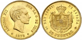 1878*1878. Alfonso XII. DEM. 25 pesetas. (AC. 70). 8,06 g. Bella. EBC/EBC+.