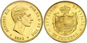 1880*1880. Alfonso XII. MSM. 25 pesetas. (AC. 79). 8,07 g. EBC-.