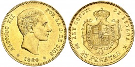 1880*1880. Alfonso XII. MSM. 25 pesetas. (AC. 79). 8,06 g. EBC.