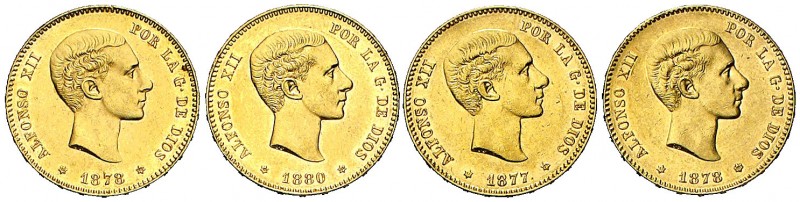 Alfonso XII. 25 pesetas. 1877*1877 DEM, 1878*1878 DEM, 1878*1878 EMM y 1880*1880...