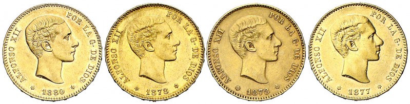 Alfonso XII. 25 pesetas. 1877*1877 DEM, 1878*1878 DEM, 1878*1878 EMM y 1880*1880...