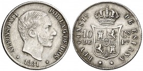 1881. Alfonso XII. Manila. 10 centavos. (AC. 94). 2,56 g. Buen ejemplar. EBC-/MBC+.