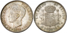 1898*1898. Alfonso XIII. SGV. 5 pesetas. (AC. 109). 24,83 g. Bella. EBC+.