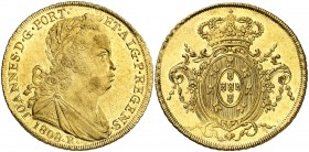 1808. Brasil. Juan, Príncipe Regente. (R) Río. 1 peça (6400 reis). (Fr. 95) (Gomes 33.06). 14,28 g. AU. Bella. EBC/EBC+.