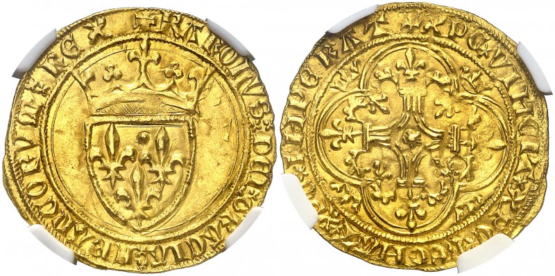 s/d. Francia. Carlos VI (1380-1422). 1 écu d'r à la couronne. (Fr. 291) (D. 369B...