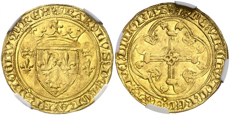 s/d. Francia. Carlos VII (1422-1461). 1 écu d'or. (Fr. 307) (D. 453). AU. En cáp...