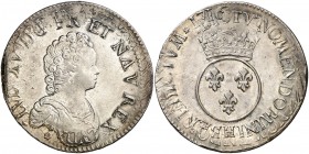 1716. Francia. Luis XV. H (La Rochelle). 1 ecu. (Kr. 414.9). 30,51 g. AG. Bella. Rara así. EBC+.
