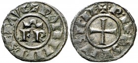 s/d. Italia. Brindisi. Federico II (1197-1250). Denaro. (MIR. 296). 1,13 g. Bella. EBC-.