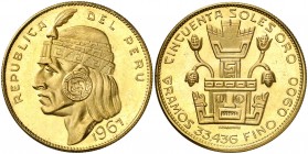 1967. Perú. 50 soles. (Fr. 77) (Kr. 219). 33,40 g. AU. S/C-.