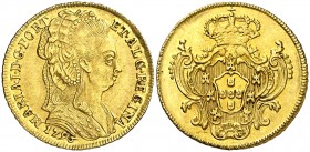 1796. Portugal. María I. Lisboa. 1 escudo (1600 reis). (Fr. 118) (Gomes 24.06). 3,50 g. AU. Rara. EBC-.