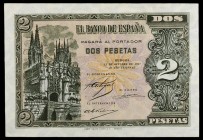 1937. Burgos. 2 pesetas. (Ed. D27a) (Ed. 426a). 12 de octubre. Serie B. Raro. S/C-.