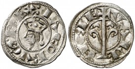 Jaume I (1213-1276). València. Diner. (Cru.V.S. 316) (Cru.C.G. 2129). 0,92 g. Segunda emisión. Bella. Rara así. EBC.