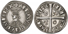 Alfons II (1285-1291). Barcelona. Croat. (Cru.V.S. 331, mismo ejemplar) (Cru.C.G. 2148, mismo ejemplar). 3,20 g. Bella. Ex Colección Crusafont 27/10/2...