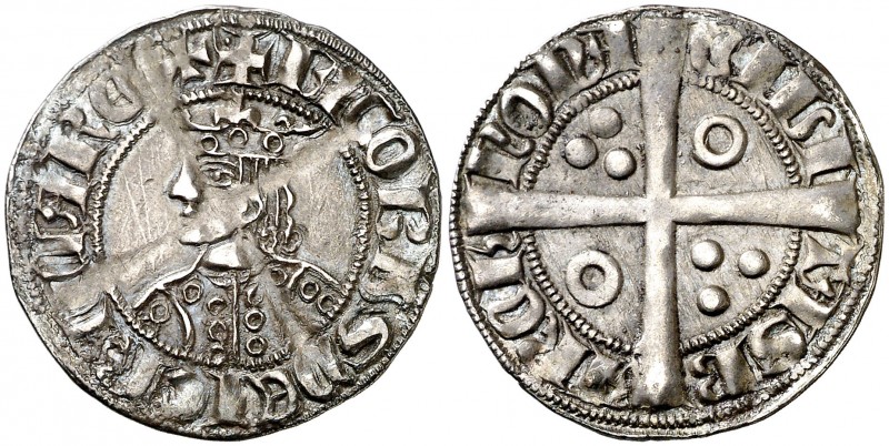 Jaume II (1291-1327). Barcelona. Croat. (Cru.V.S. 333.1 var) (Cru.C.G. 2150a var...