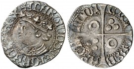 Martí I (1396-1410). Barcelona. Mig croat "de la corona caiguda". (Cru.V.S. 510) (Cru.C.G. 2319) (V.Q. 5834, mismo ejemplar). 1,53 g. Sólo hemos tenid...