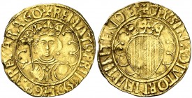 Reiner d'Anjou (1466-1472). Barcelona. Pacífic. (Cru.V.S. 925) (Cru.C.G. 3048). 3,31 g. Mínimas marquitas. Atractiva. Ex Áureo 24/10/2000, nº 407. Muy...