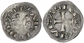 Alfonso VII (1126-1157). Marca: aro. Dinero. (AB. 118, de Alfonso IX) (M.M. A7:22 falta var, indica que procede de un taller indeterminado, muy improb...