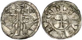 Alfonso VII (1126-1157). León. Dinero. (AB. 92, mal descrita y refiriéndose a esta misma moneda) (M.M. A7:64.1, mismo ejemplar) (V.Q. 5330, mismo ejem...