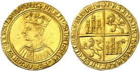 Pedro I (1350-1368). Sevilla. Dobla de 35 maravedís. (AB. 368) (M.R. 10.4 var). 4,54 g. Bella. Brillo original. Rara así. EBC/EBC+.