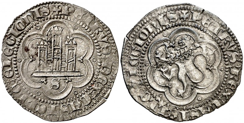 Pedro I (1350-1368). Sevilla. Real. (AB. 375). 2,72 g. Acuñada en plata. La pala...
