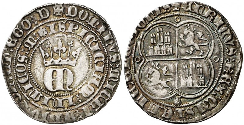 Enrique II (1368-1379). Coruña. Real. (AB. 404). 3,41 g. Preciosa pátina. Ex Áur...